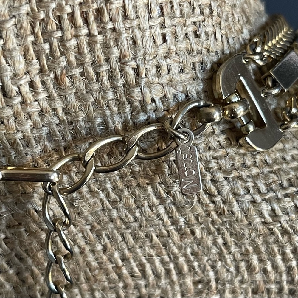 Vintage Monet Gold-Tone Layered Chain Necklace and Bracelet Set. - Picture 6 of 12